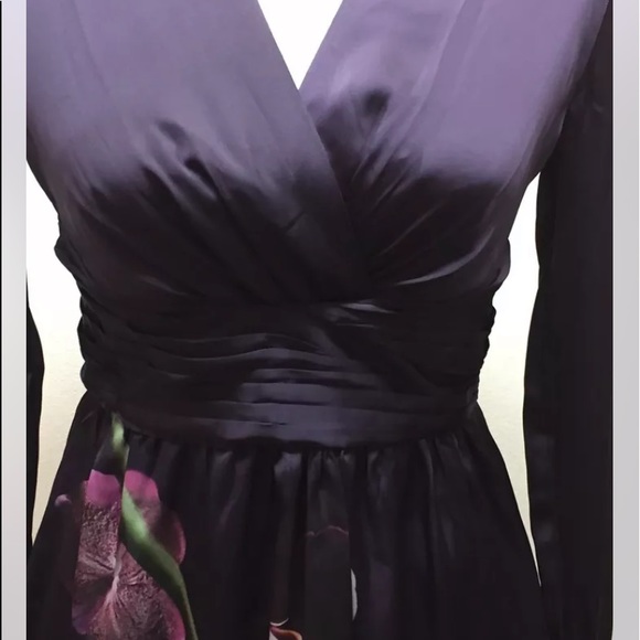 New Altuzzara For Target Women Dress Purple Floral Print LS Sexy Sz 2 V-Neck - Picture 9 of 12